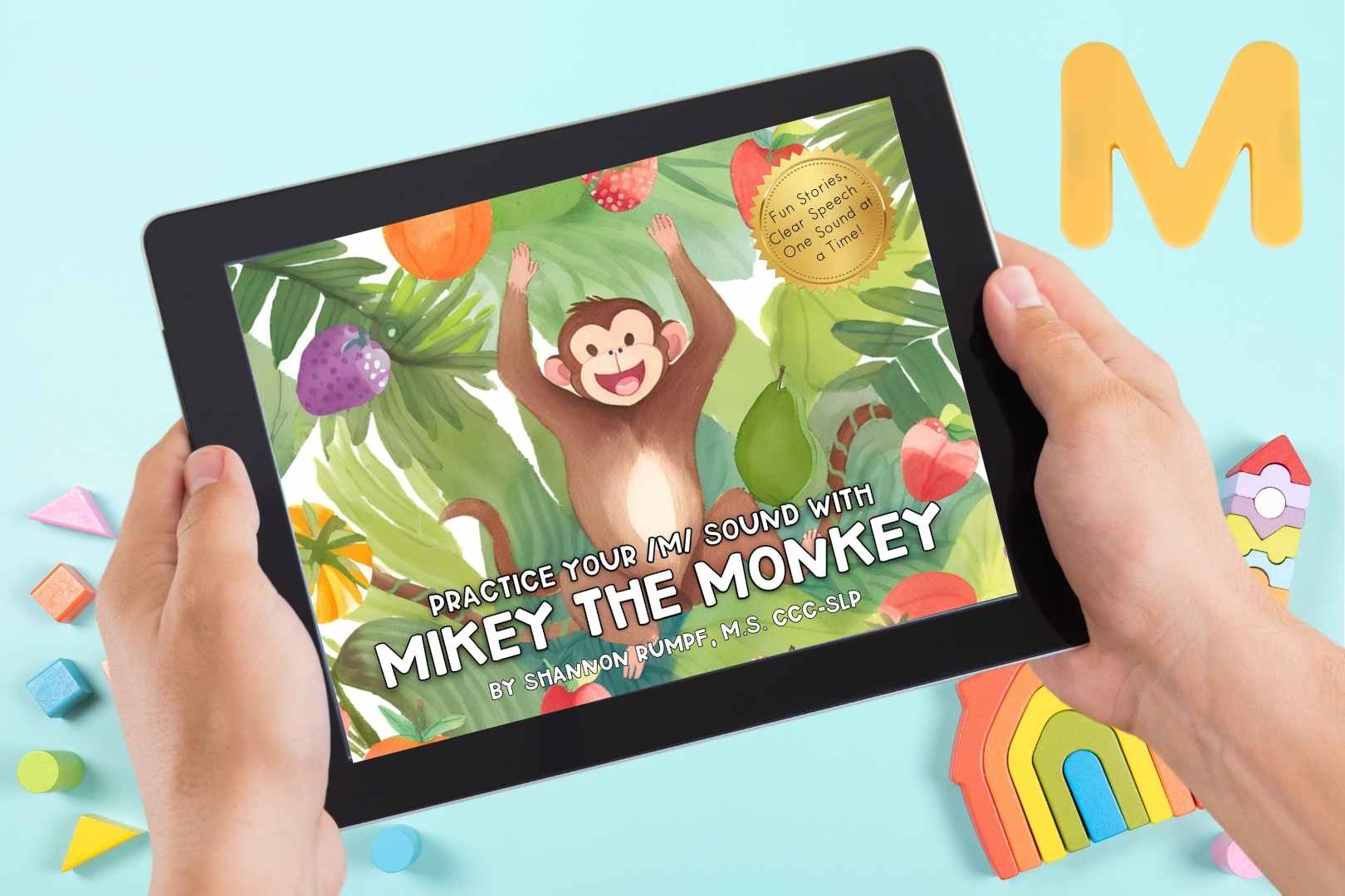 Cover page from Mikey the Monkey Speech Sound eBook. 