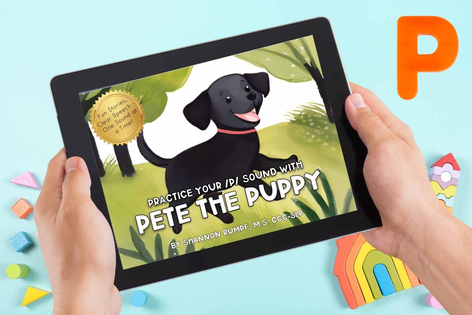 Cover page from Pete the Puppy Speech Sound eBook. 