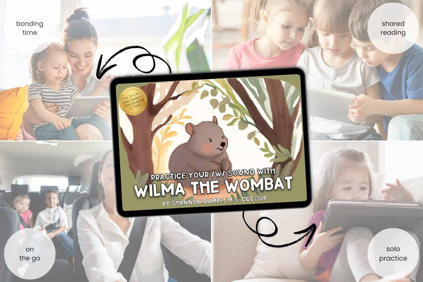 Wilma the Wombat speech sound eBook in different contexts